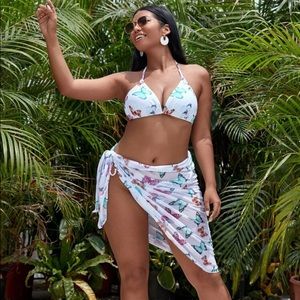 (3 Pack) Plus Size Butterfly Print 3pc Swim Set